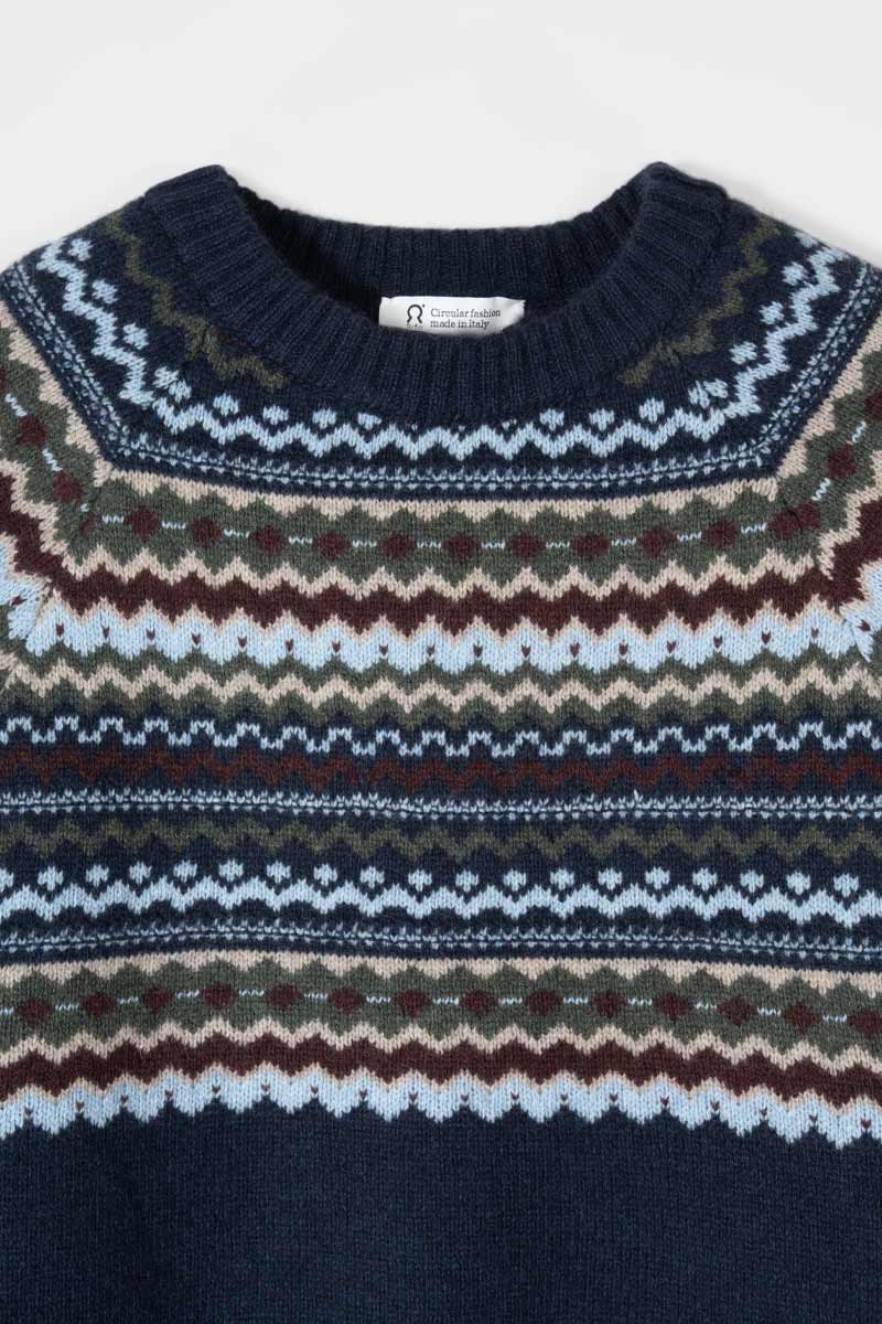 Maglione Uomo Lana Riciclata Stile Norvegese Fantasia Jacquard Armando  - Rifò Lab Moda circolare made in Italy