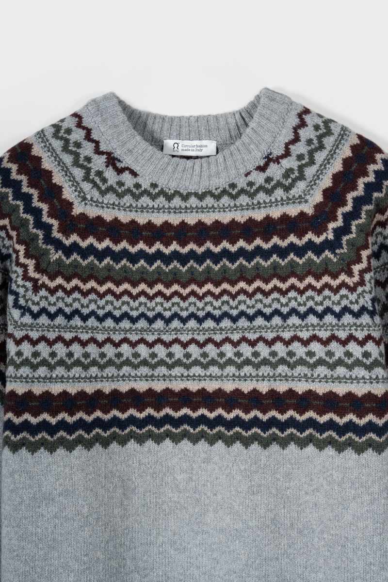 Maglione Uomo Lana Riciclata Stile Norvegese Fantasia Jacquard Armando  - Rifò Lab Moda circolare made in Italy