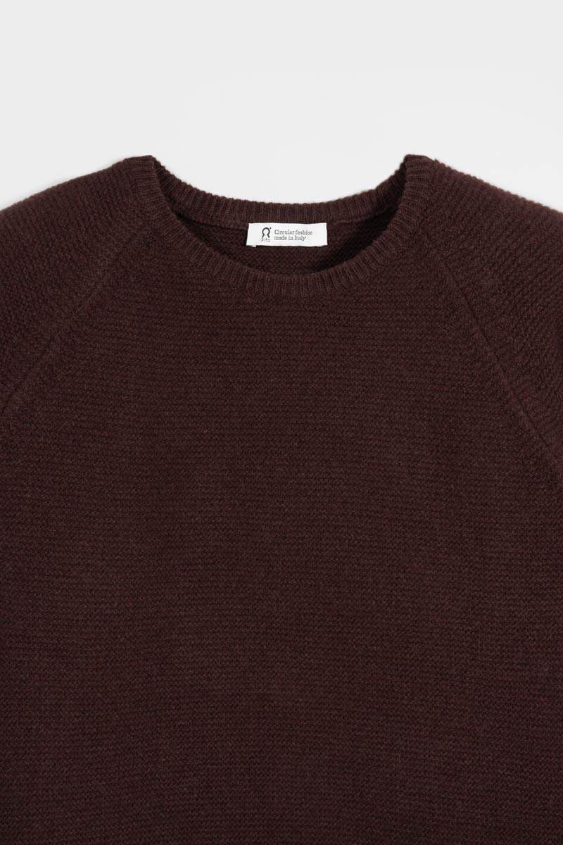 Maglia Girocollo Donna Cashmere Rigenerato Giulietta Marrone - Rifò Lab Moda circolare made in Italy