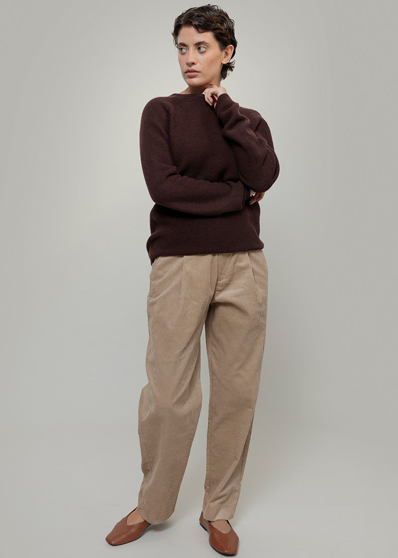 Maglia Girocollo Donna Cashmere Rigenerato Giulietta Marrone - Rifò Lab Moda circolare made in Italy