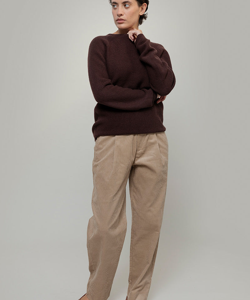 Maglia Girocollo Donna Cashmere Rigenerato Giulietta Marrone - Rifò Lab Moda circolare made in Italy