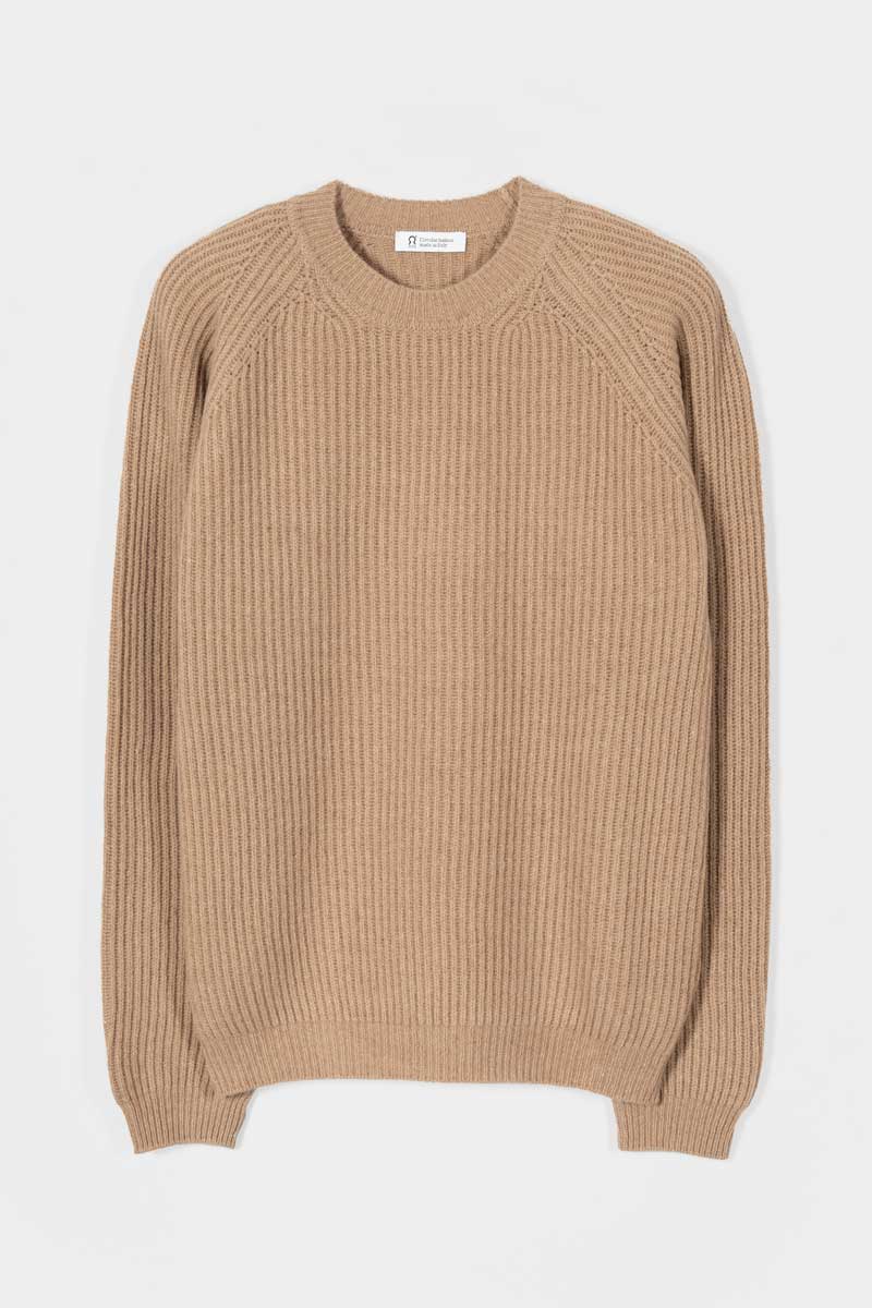 Maglione Uomo Cashmere Rigenerato a Coste Sante - Rifò Lab Moda circolare made in Italy 
