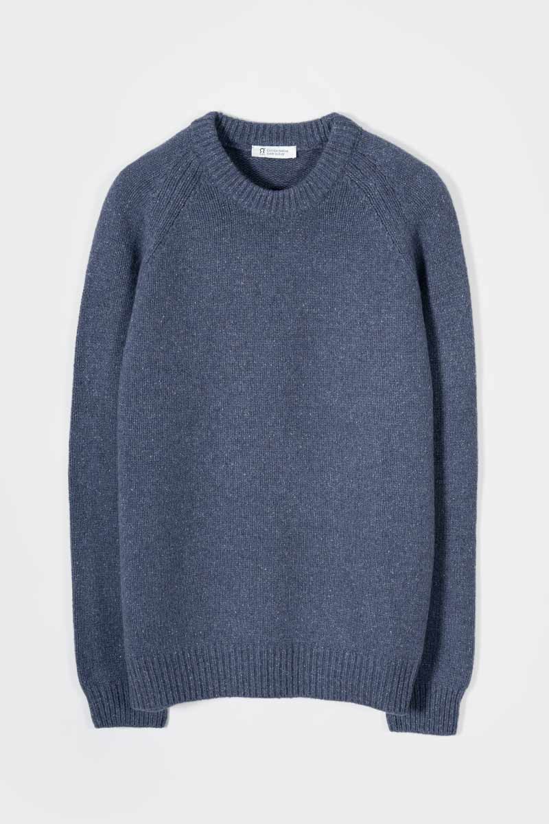 Maglia Cashmere Uomo Donegal Girocollo Blu Biagio - Rifò Lab Moda circolare made in Italy