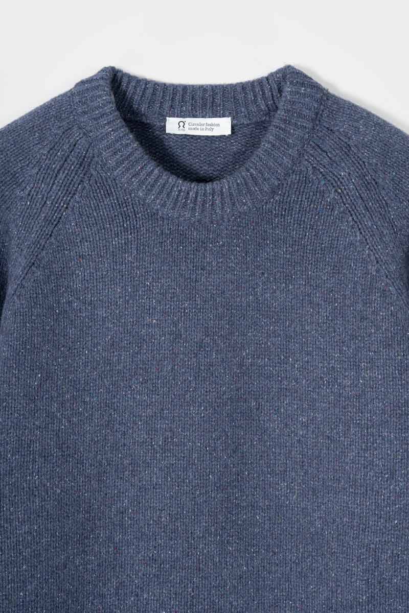 Maglia Cashmere Uomo Donegal Girocollo Blu Biagio - Rifò Lab Moda circolare made in Italy