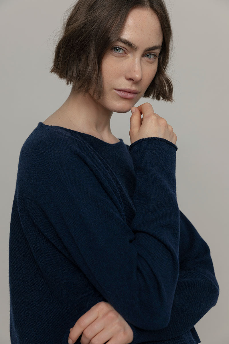 Maglia Scollo a Barca Donna Cashmere Silvia Blu - Rifò