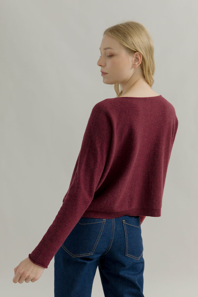 Maglia Scollo a Barca Donna Cashmere Silvia Rosso - Rifò