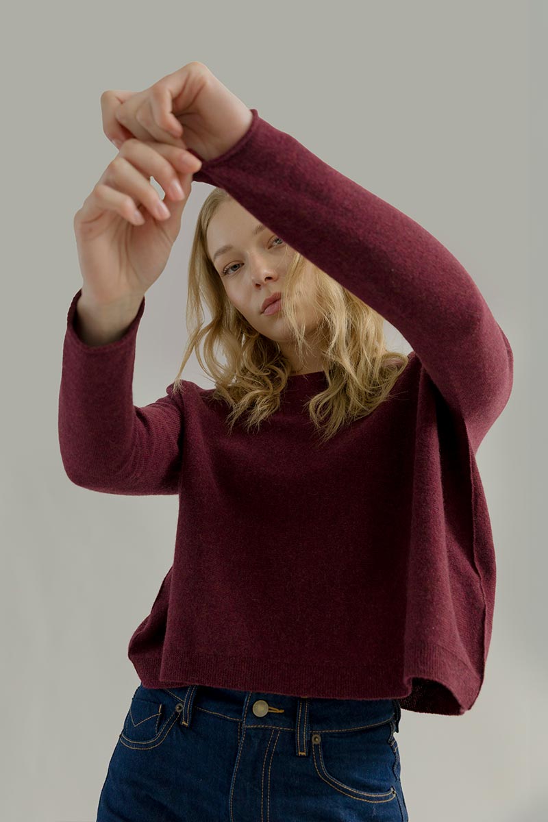 Maglia Scollo a Barca Donna Cashmere Silvia Rosso - Rifò