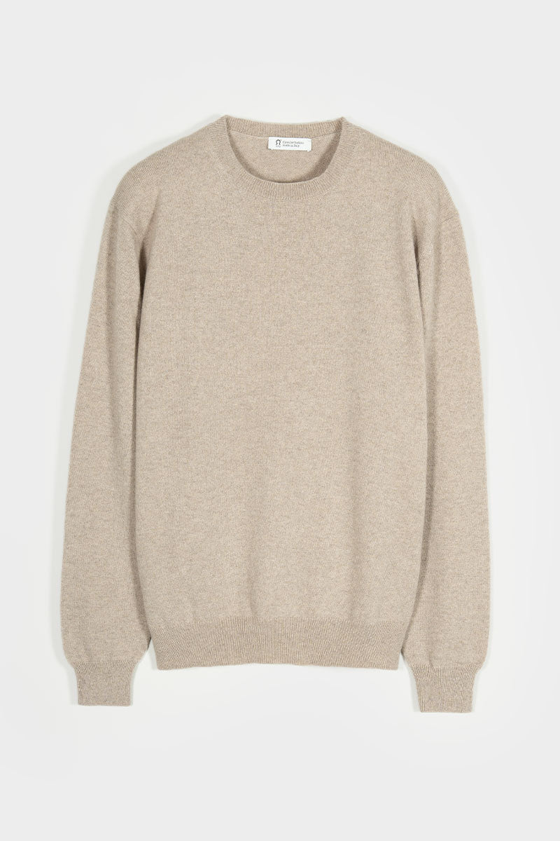 Maglia Girocollo Cashmere Rigenerato Uomo Beige - Rifò