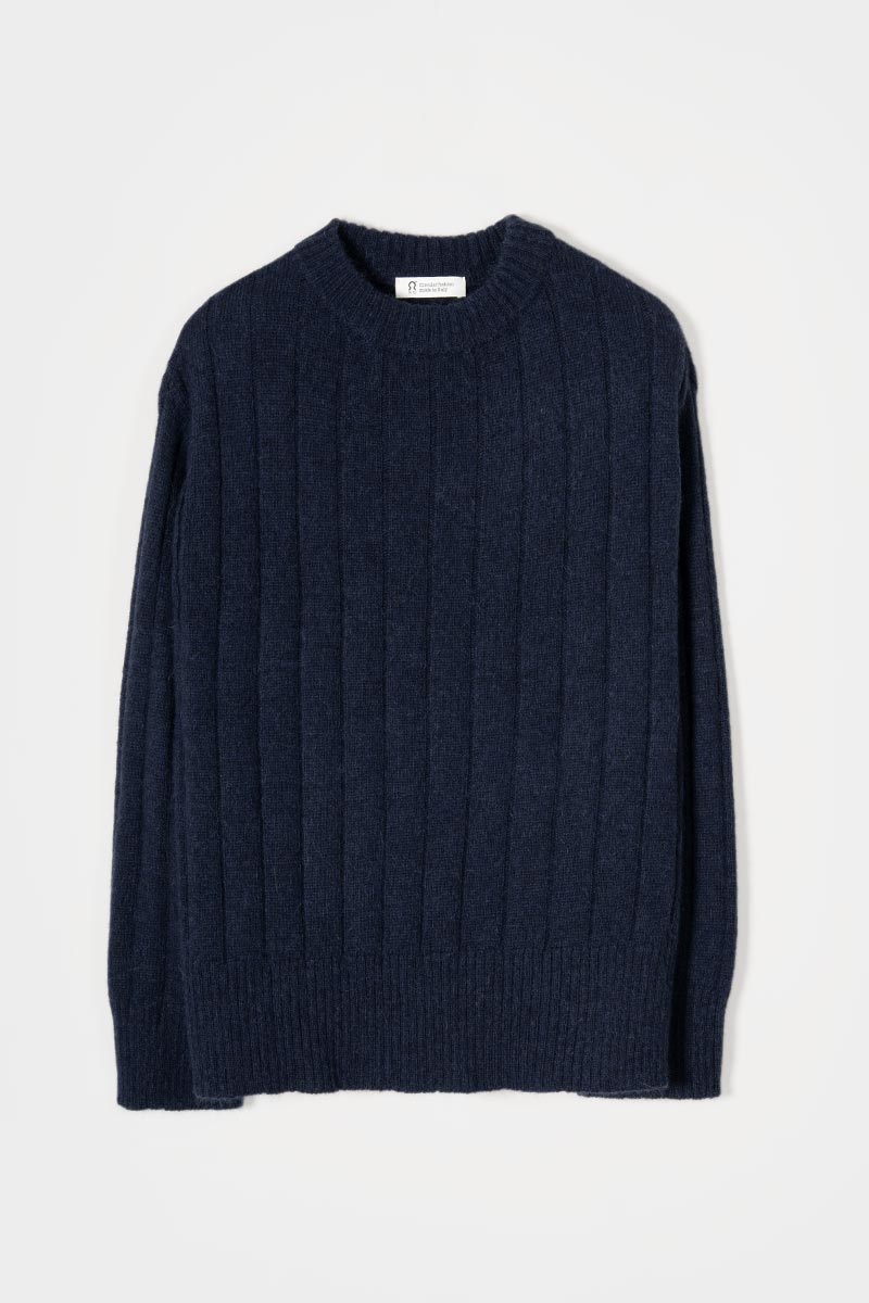 Maglione Alpaca Lana Donna Blu Atena - Rifò Lab Moda circolare made in Italy