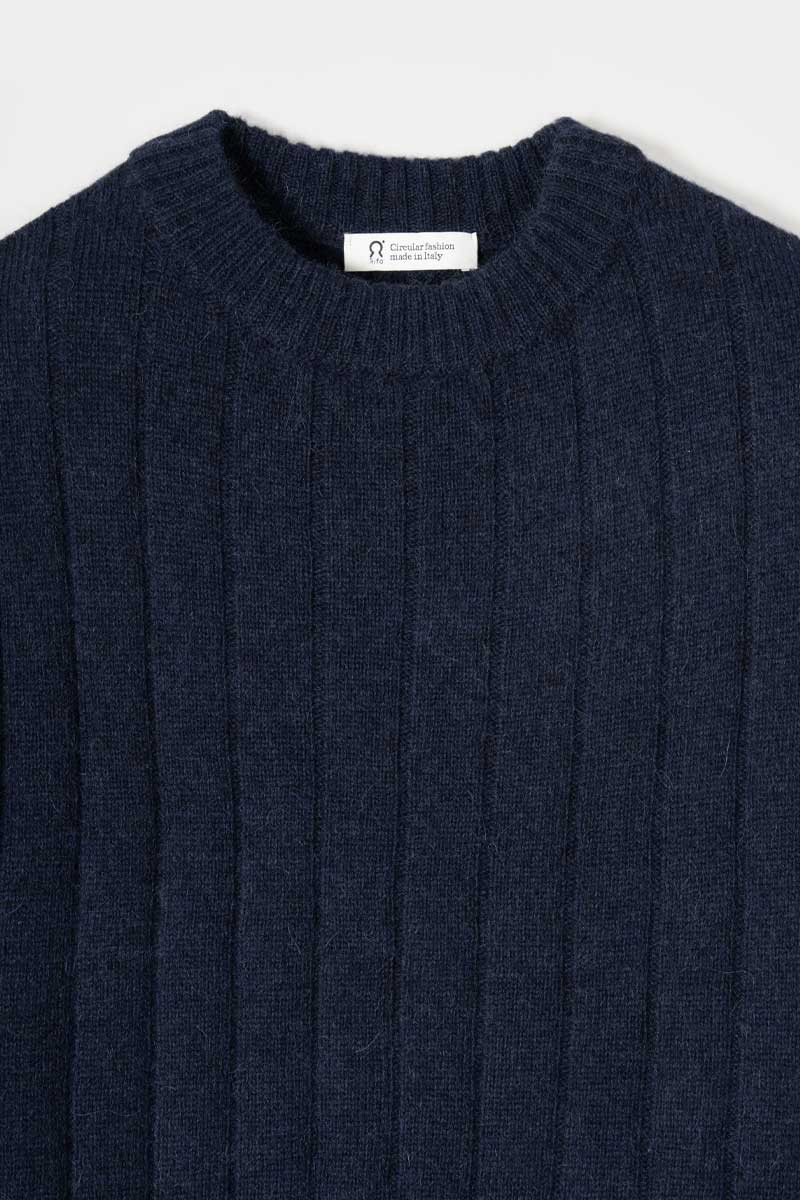 Maglione Alpaca Lana Donna Blu Atena - Rifò Lab Moda circolare made in Italy
