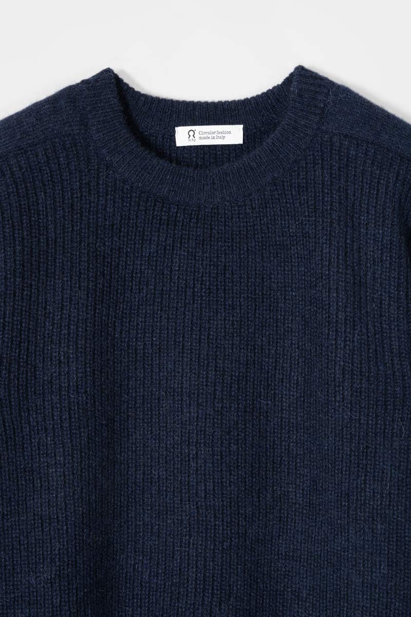Maglione Uomo Alpaca Riciclata Blu Silvano - Rifò Lab Moda circolare made in Italy