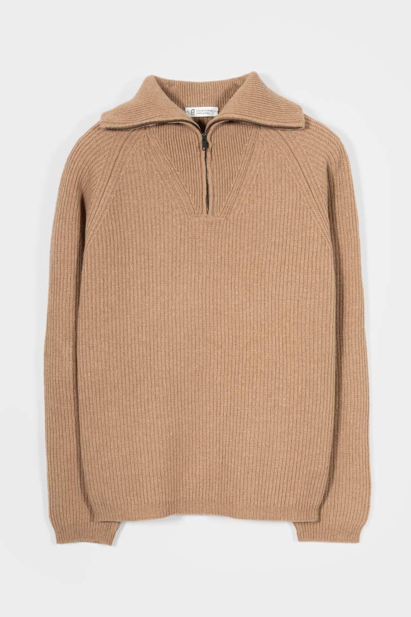 Maglione con Zip Uomo Lana Rigenerata Stefano - Rifò Lab Moda circolare made in Italy