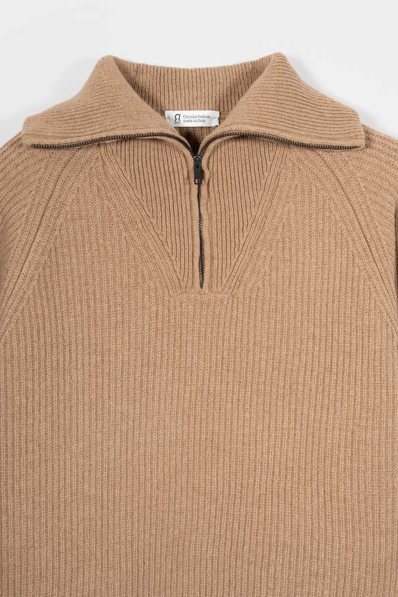 Maglione con Zip Uomo Lana Rigenerata Stefano - Rifò Lab Moda circolare made in Italy