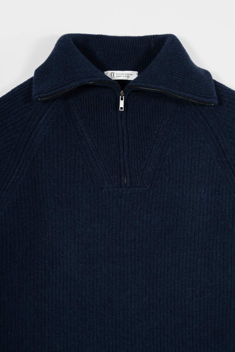 Maglione con Zip Uomo Lana Rigenerata Stefano - Rifò Lab Moda circolare made in Italy