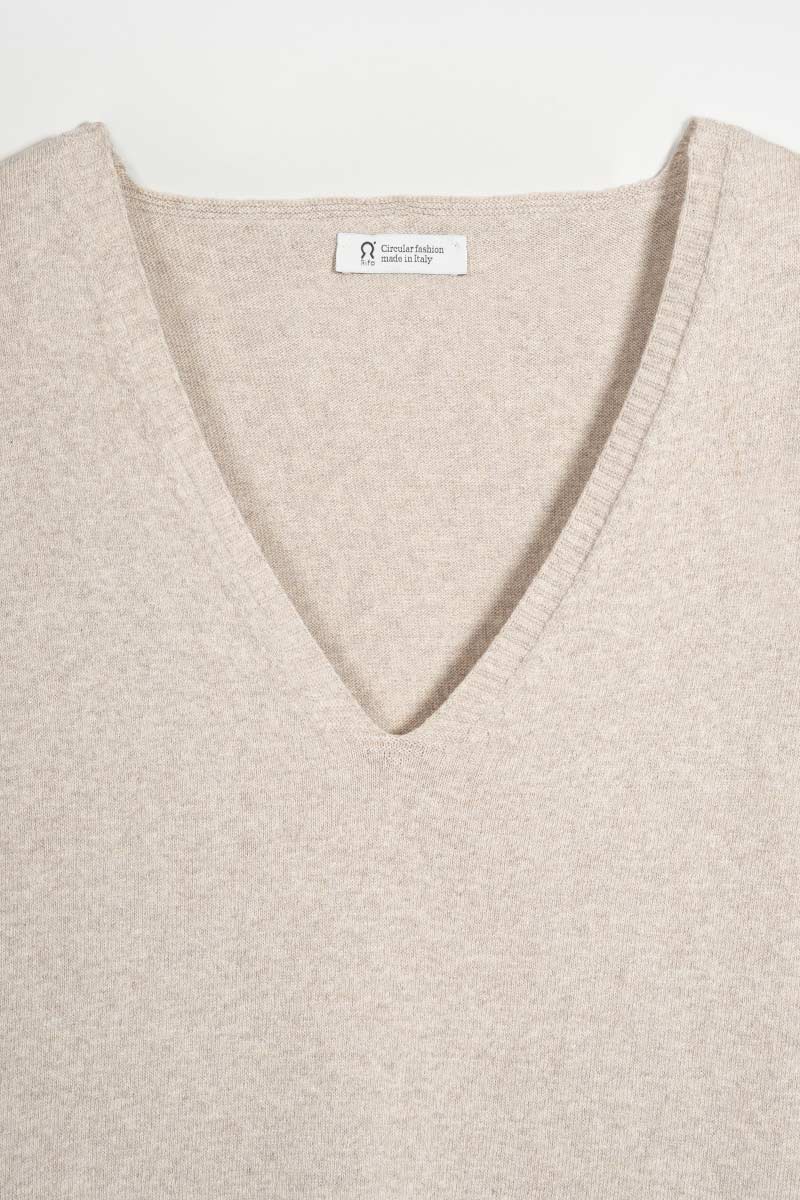 Maglia Donna Cotone Rigenerato Aura Beige