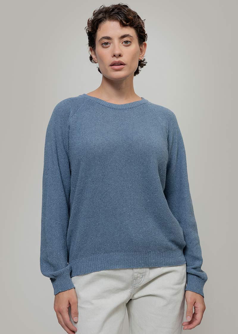 Maglia Donna Denim Rigenerato Alice Blu Atlantico - Rifò Lab Moda circolare made in Italy