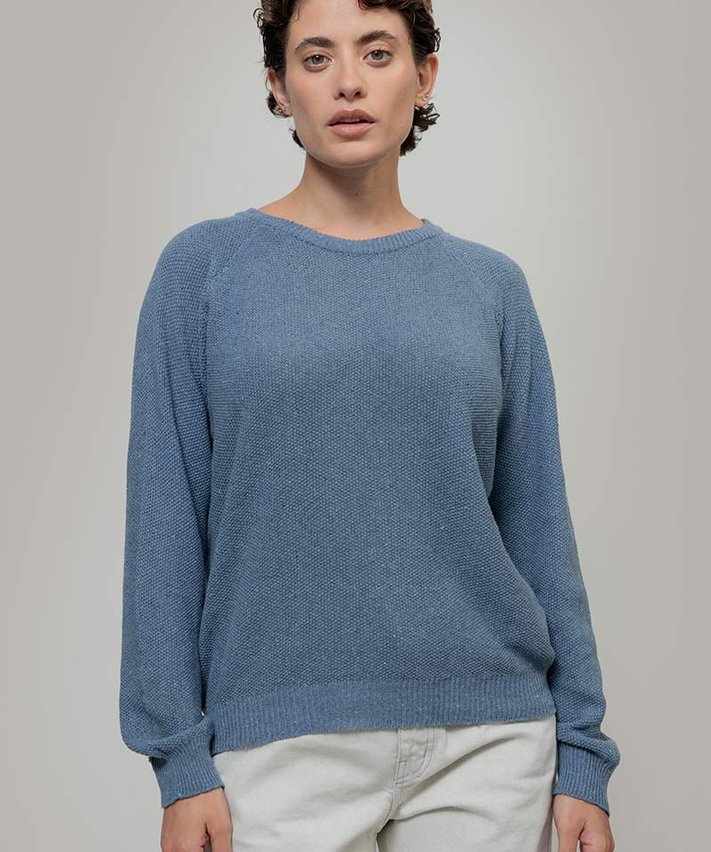 Maglia Donna Denim Rigenerato Alice Blu Atlantico - Rifò Lab Moda circolare made in Italy