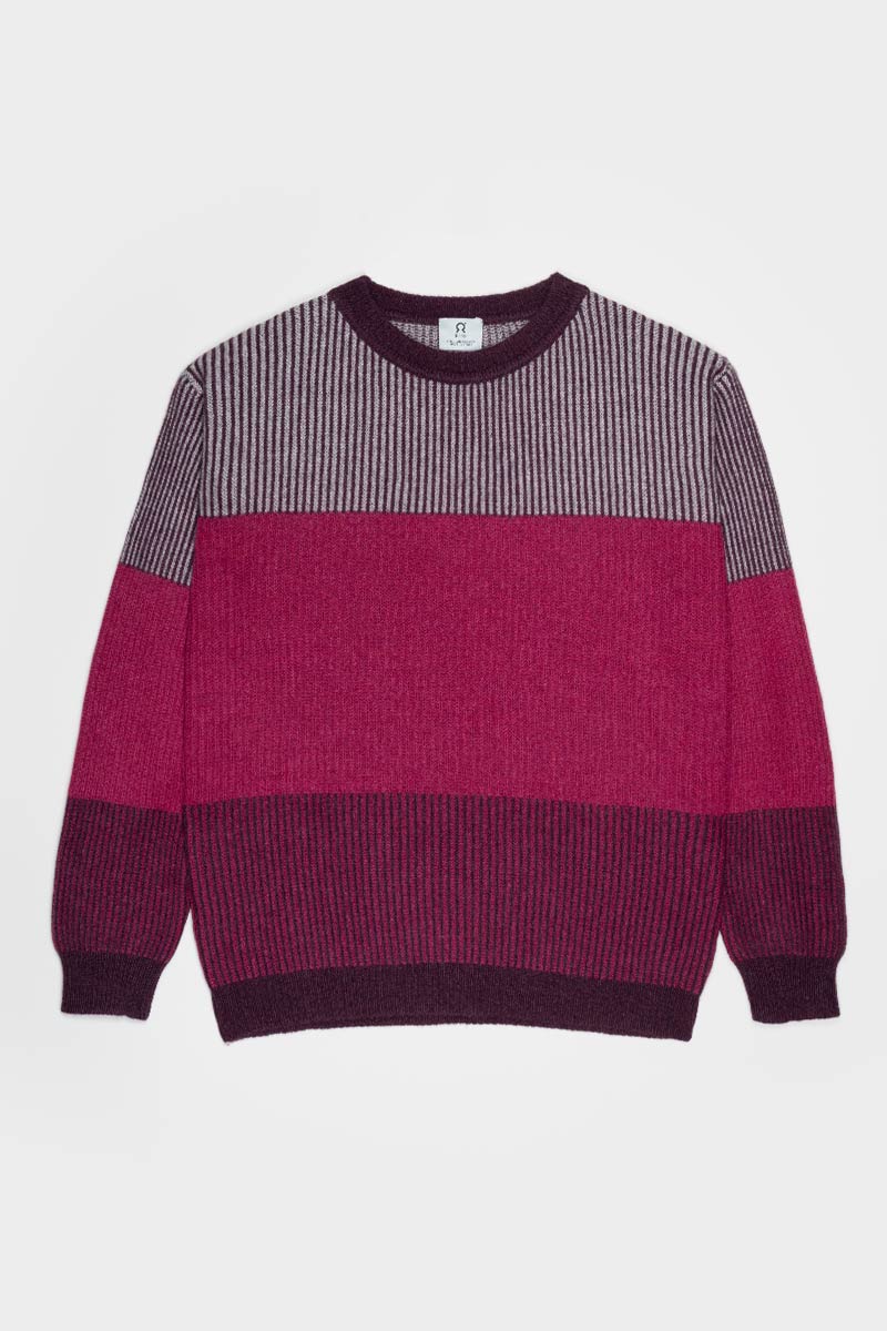 Maglia Unisex Cashmere Rigenerato Zero Waste Trio Viola Melanzana