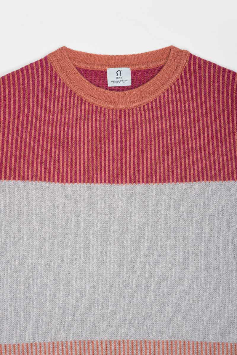 Maglia Unisex Cashmere Rigenerato Zero Waste Trio Arancio Pompelmo