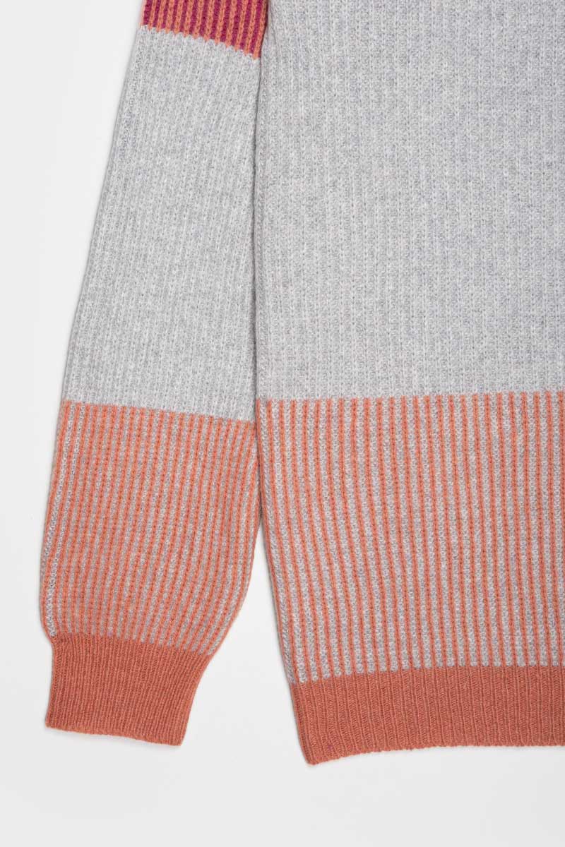 Maglia Unisex Cashmere Rigenerato Zero Waste Trio Arancio Pompelmo
