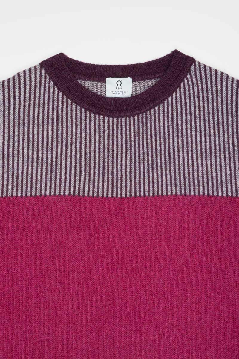 Maglia Unisex Cashmere Rigenerato Zero Waste Trio Viola Melanzana
