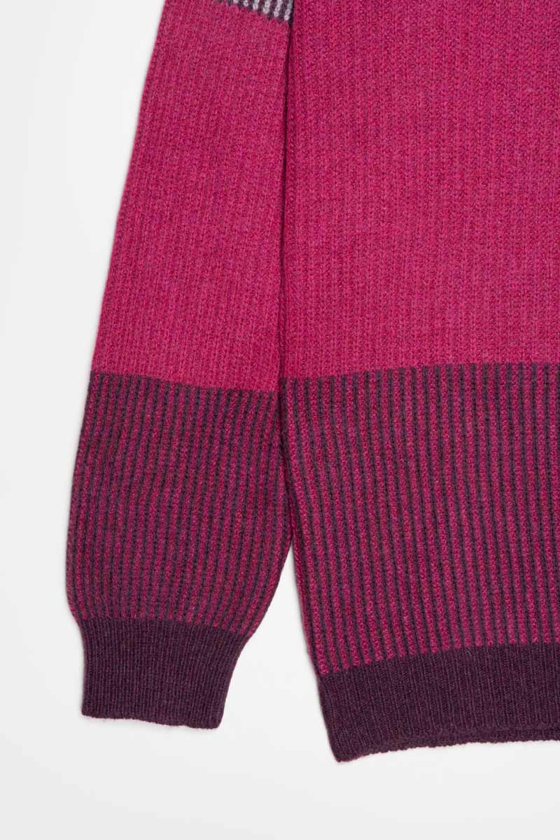 Maglia Unisex Cashmere Rigenerato Zero Waste Trio Viola Melanzana