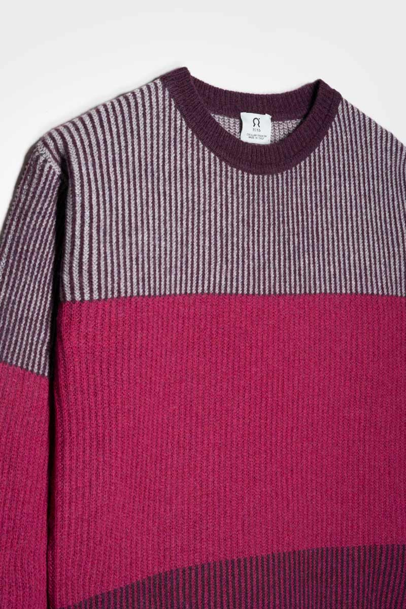 Maglia Unisex Cashmere Rigenerato Zero Waste Trio Viola Melanzana