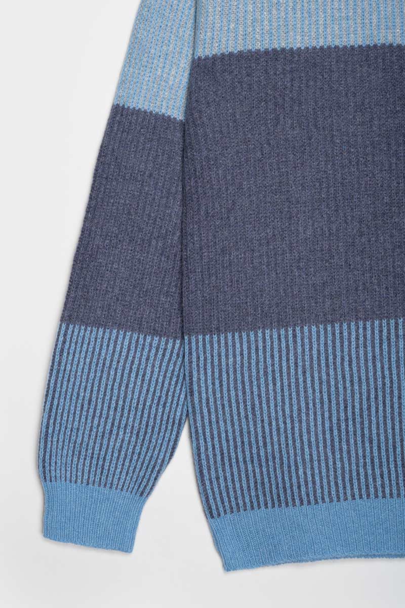 Maglia Unisex Cashmere Rigenerato Zero Waste Trio Azzurro Ortensia