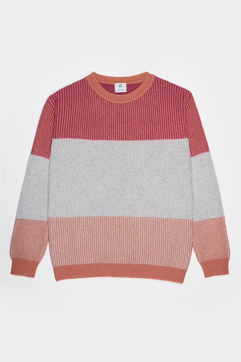 Maglia Unisex Cashmere Rigenerato Zero Waste Trio Arancio Pompelmo