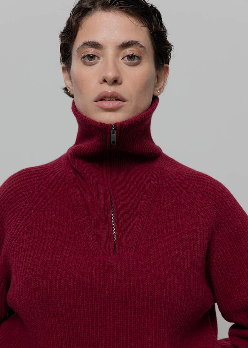 Maglia Zip Donna Lana Rigenerata Annalisa - Rifò Lab Moda circolare made in Italy 