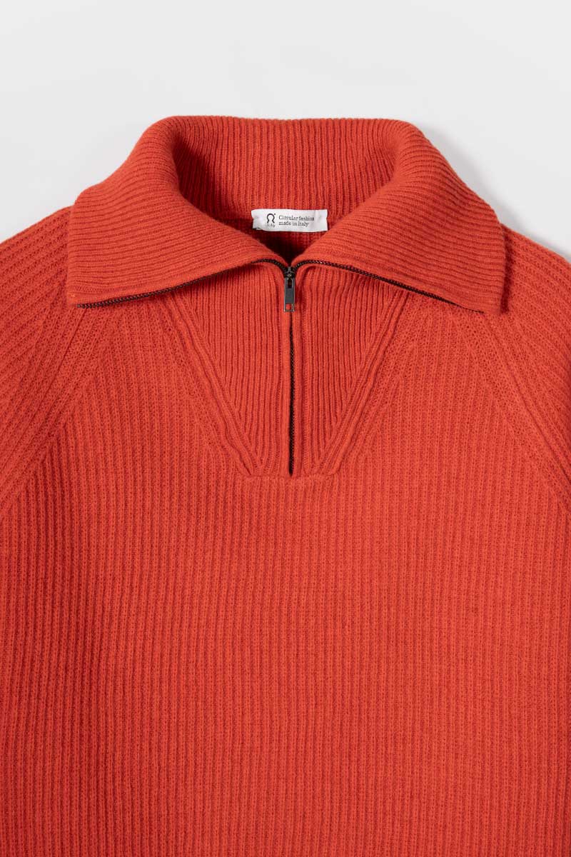 Maglia Zip Donna Lana Rigenerata Annalisa - Rifò Lab Moda circolare made in Italy 