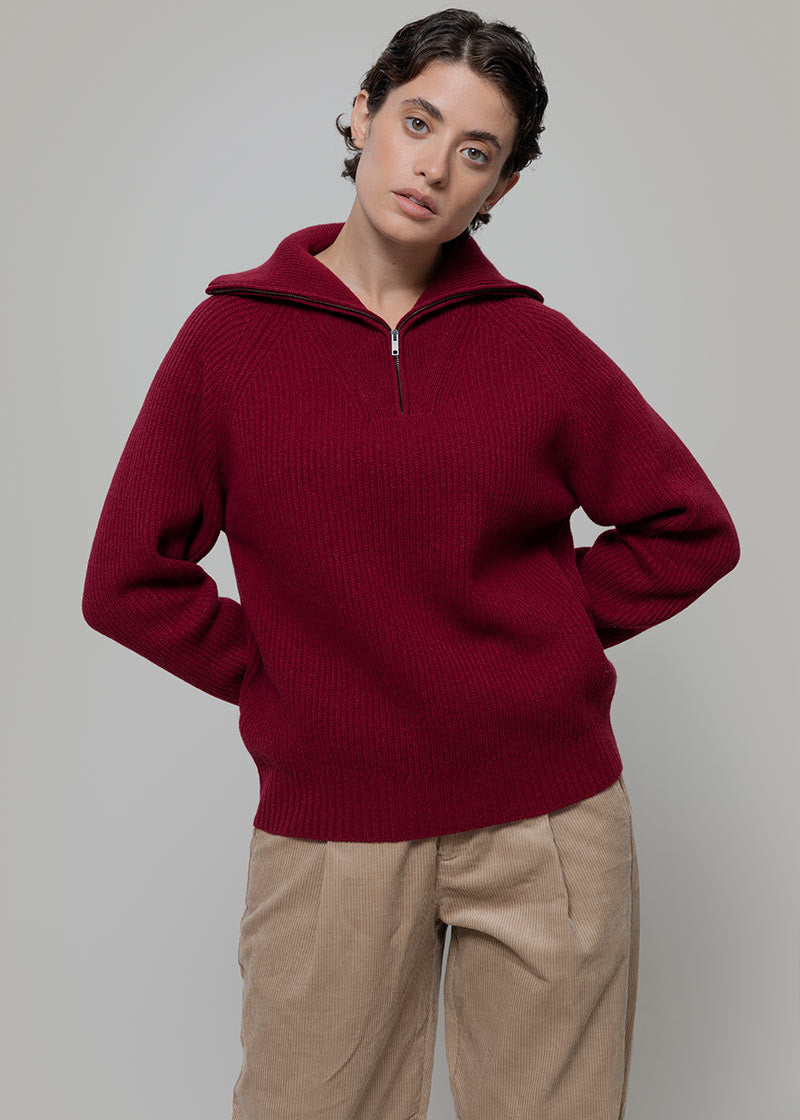 Maglia Zip Donna Lana Rigenerata Annalisa - Rifò Lab Moda circolare made in Italy 