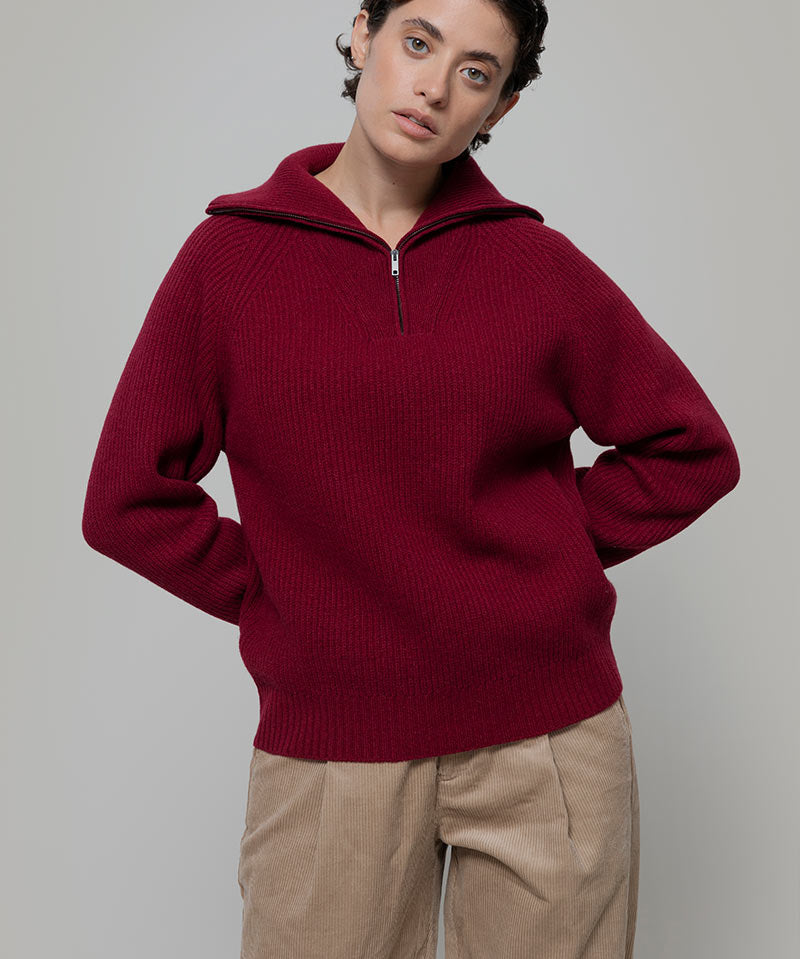 Maglia Zip Donna Lana Rigenerata Annalisa - Rifò Lab Moda circolare made in Italy 