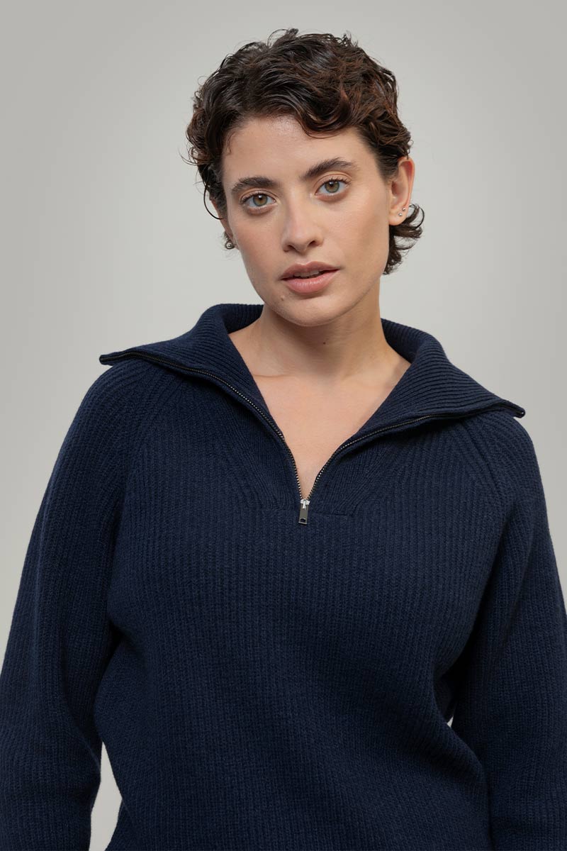Maglia Zip Donna Lana Rigenerata Annalisa - Rifò Lab Moda circolare made in Italy 