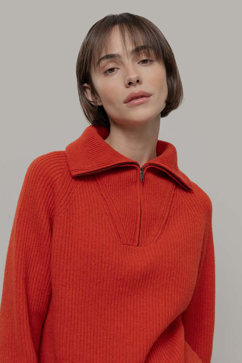 Maglia Zip Donna Lana Rigenerata Annalisa - Rifò Lab Moda circolare made in Italy 
