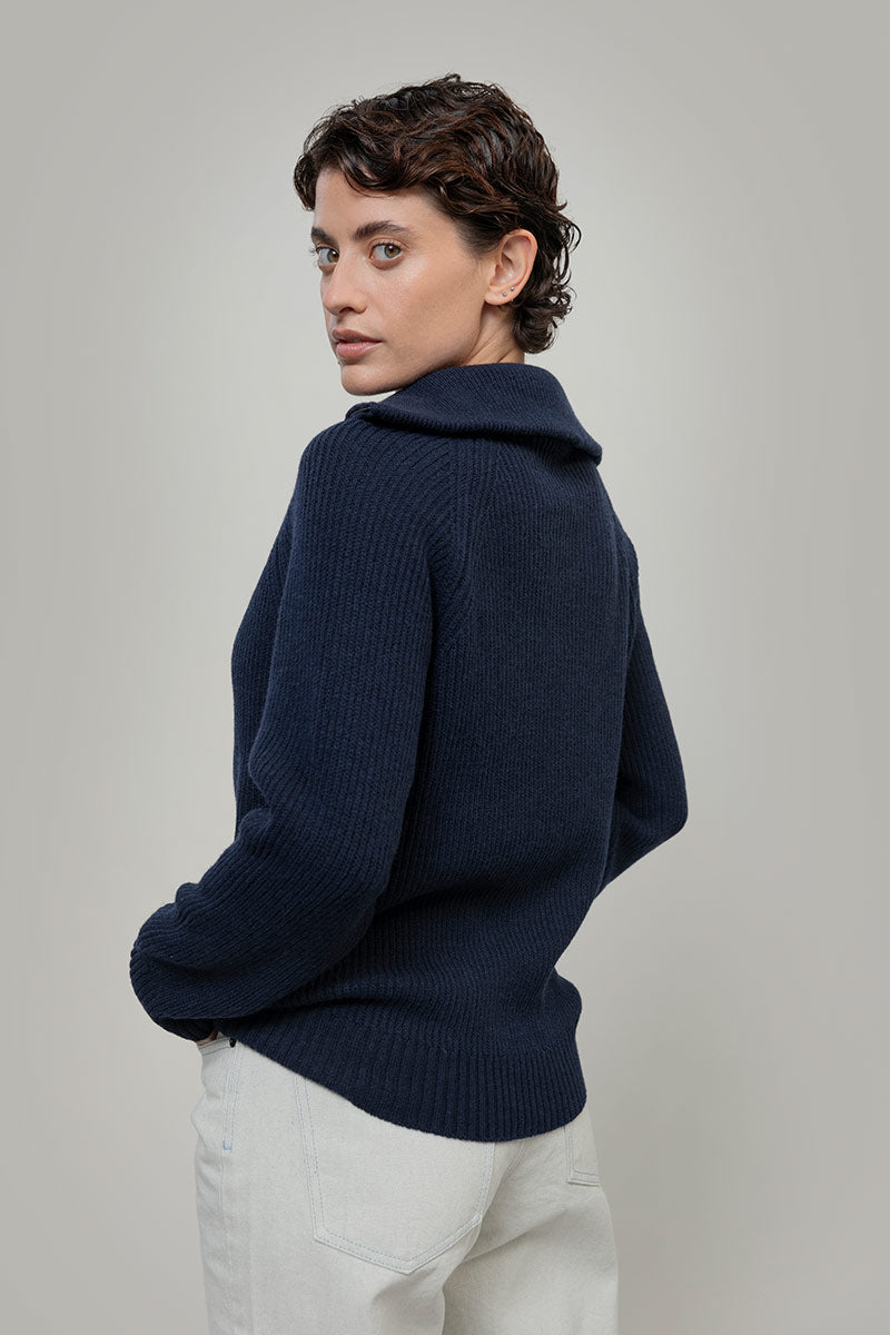 Maglia Zip Donna Lana Rigenerata Annalisa - Rifò Lab Moda circolare made in Italy 