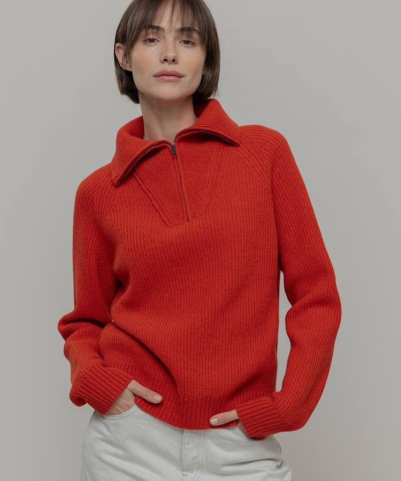 Maglia Zip Donna Lana Rigenerata Annalisa - Rifò Lab Moda circolare made in Italy 
