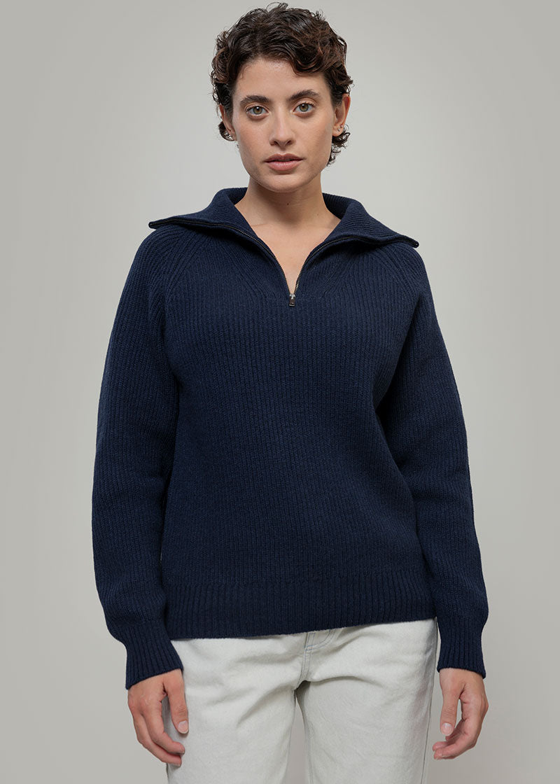 Maglia Zip Donna Lana Rigenerata Annalisa - Rifò Lab Moda circolare made in Italy 