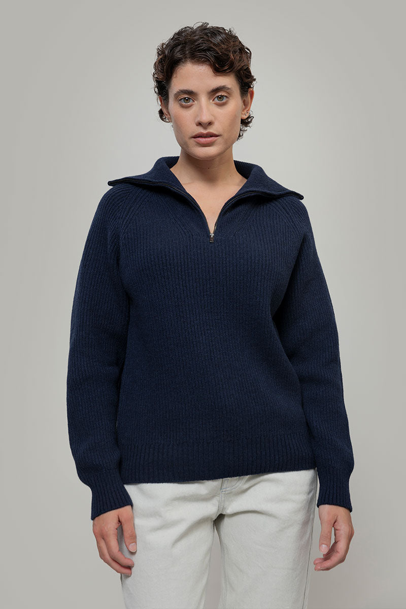 Maglia Zip Donna Lana Rigenerata Annalisa - Rifò Lab Moda circolare made in Italy 