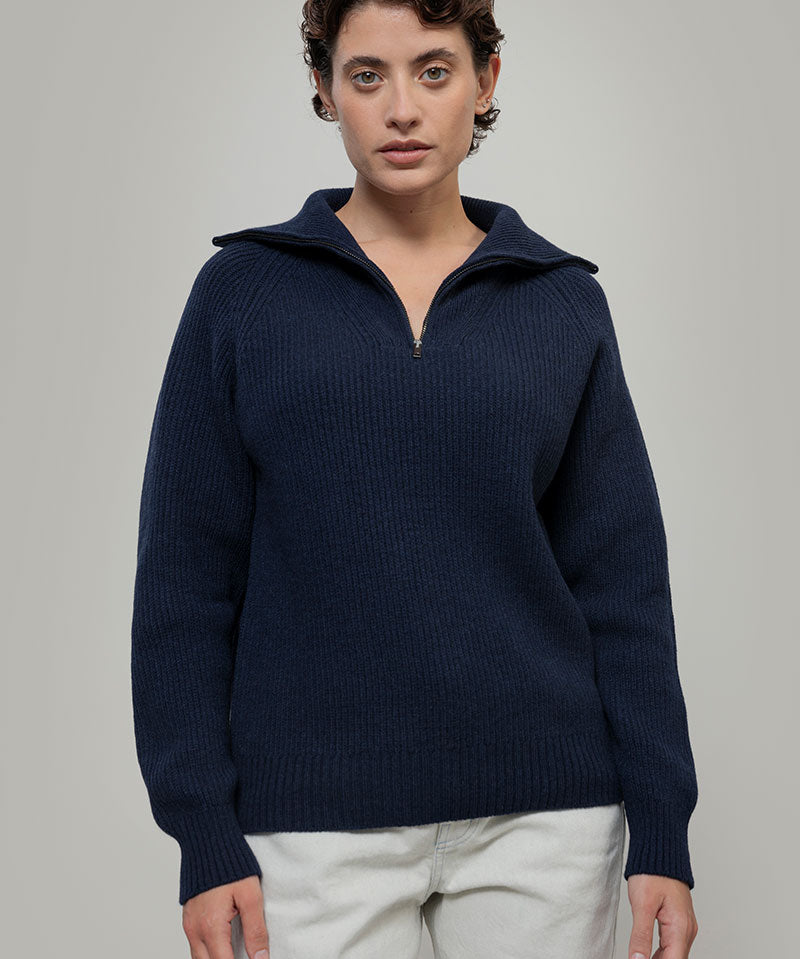 Maglia Zip Donna Lana Rigenerata Annalisa - Rifò Lab Moda circolare made in Italy 