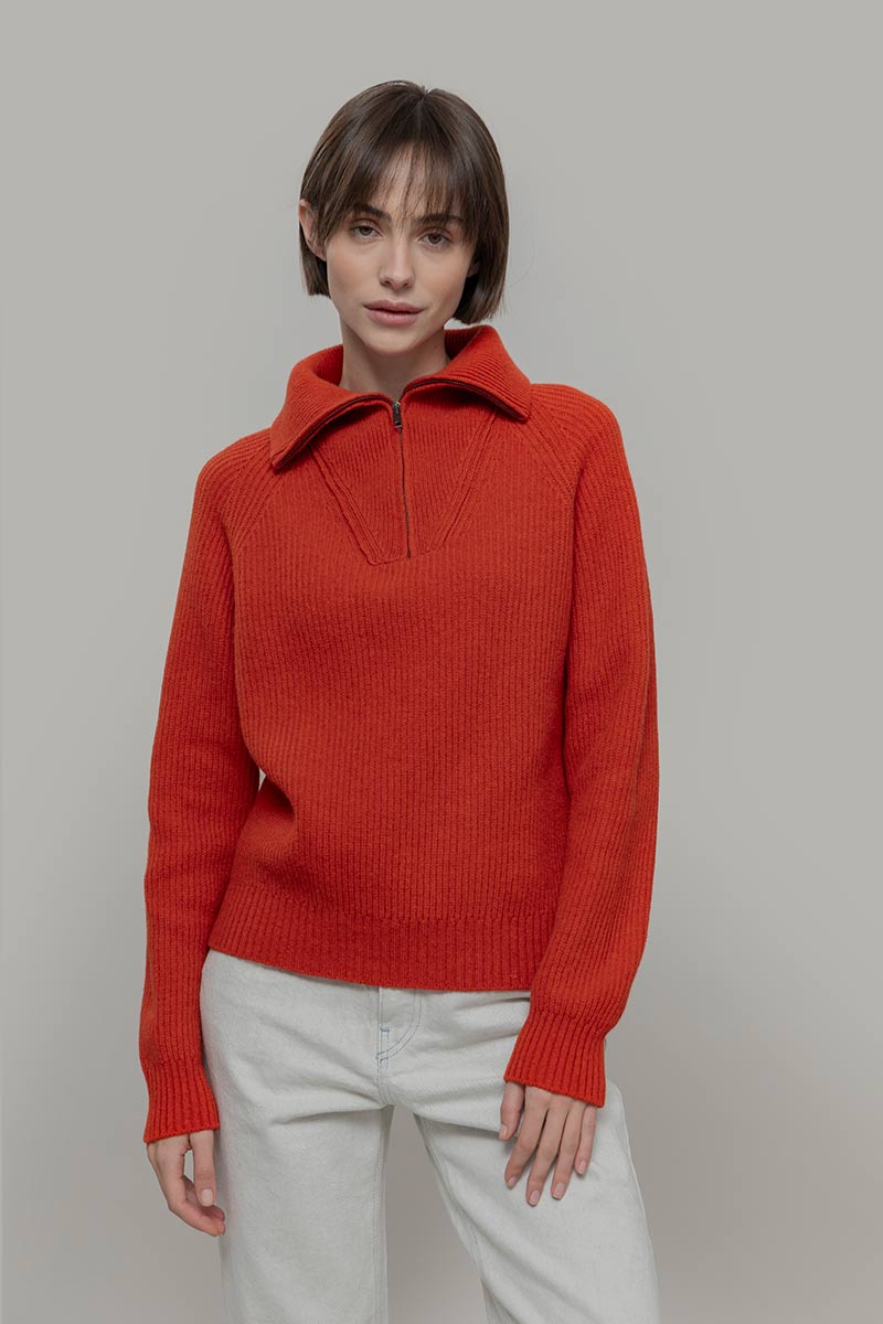 Maglia Zip Donna Lana Rigenerata Annalisa - Rifò Lab Moda circolare made in Italy 