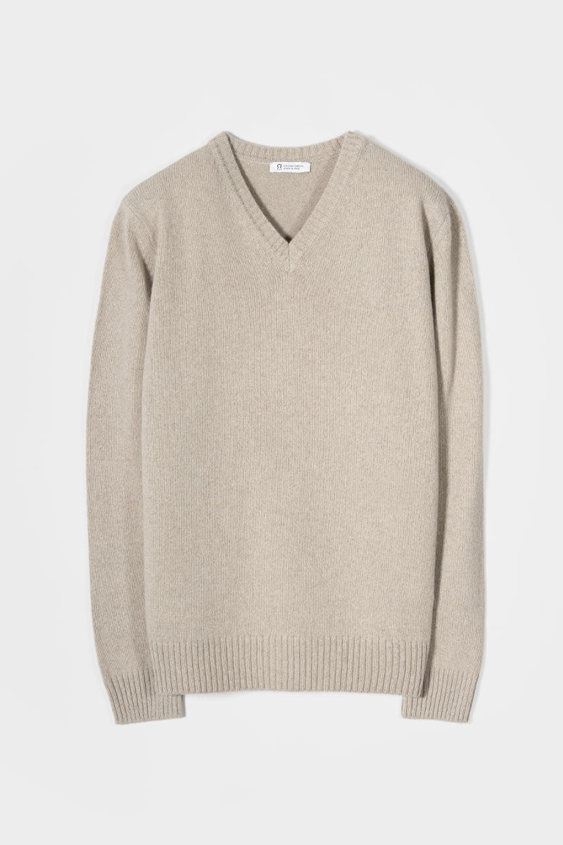 Maglione Scollo a V Uomo Cashmere Riciclato Flavio - Rifò Lab Moda circolare made in Italy
Beige Sabbia