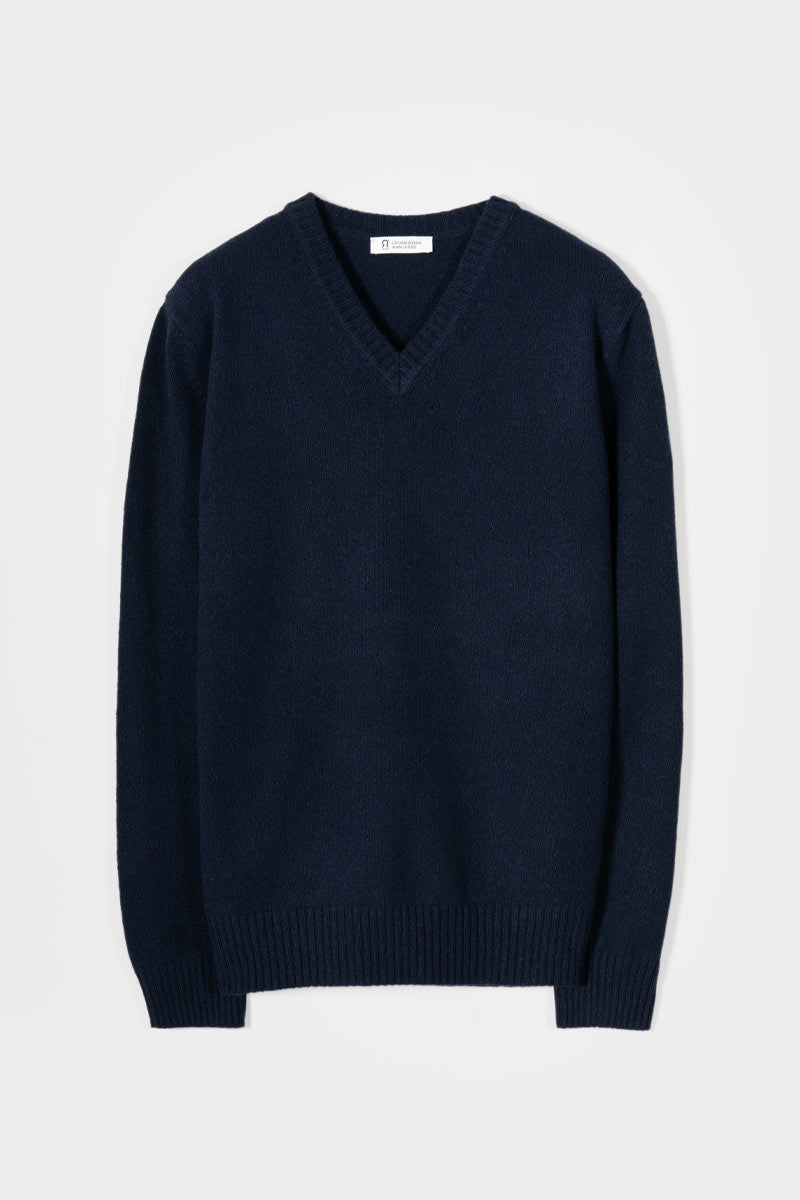 Maglione Scollo a V Uomo Cashmere Riciclato Flavio - Rifò Lab Moda circolare made in Italy
Blu Mora
