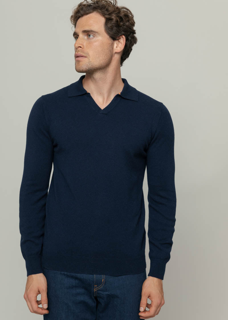 Blu Mora | Maglia polo uomo cashmere rigenerato