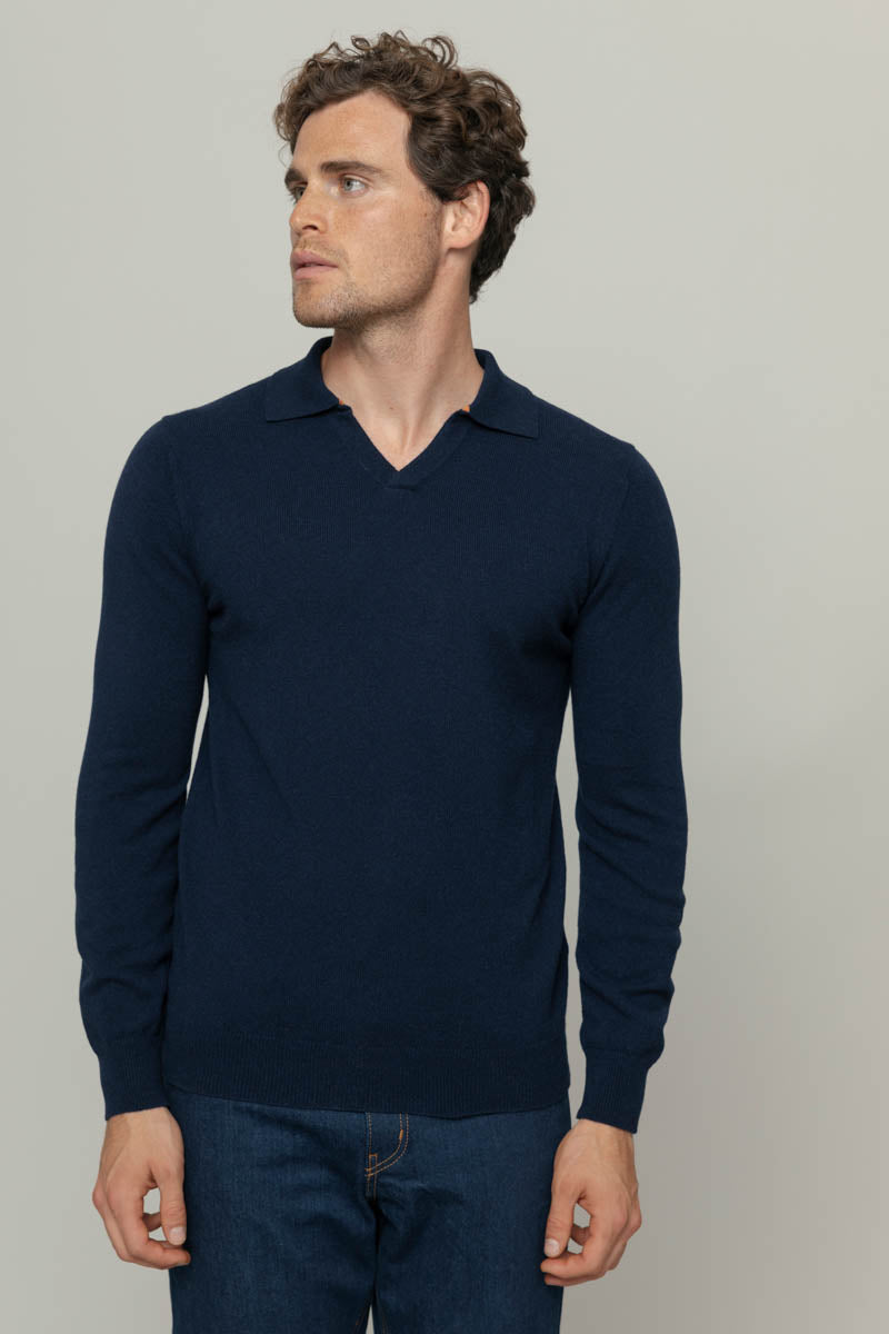 Blu Mora | Maglia polo uomo cashmere rigenerato