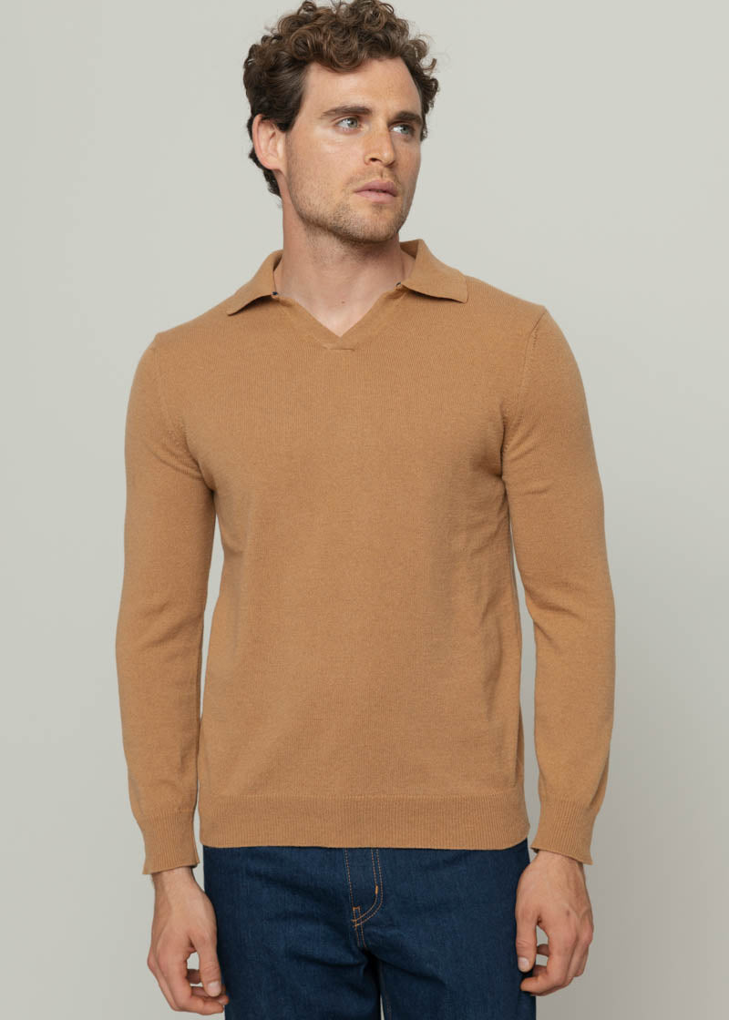 Beige Noce | Maglia polo uomo cashmere rigenerato