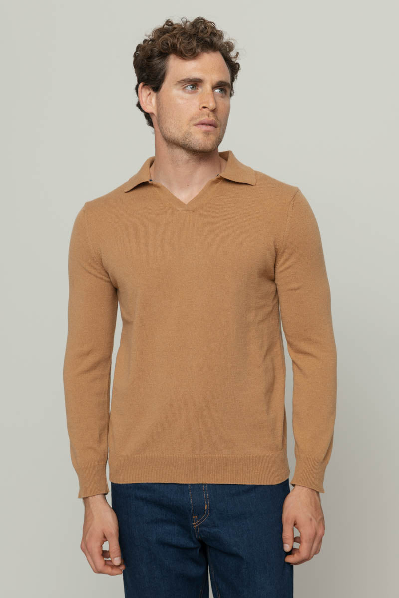 Beige Noce | Maglia polo uomo cashmere rigenerato