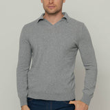 Grigio Cemento | Maglia polo uomo cashmere rigenerato