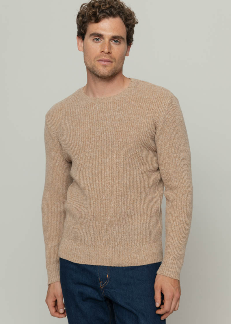 Mouline Beige Camomilla | Maglia Uomo Cashmere Rigenerato Carlo