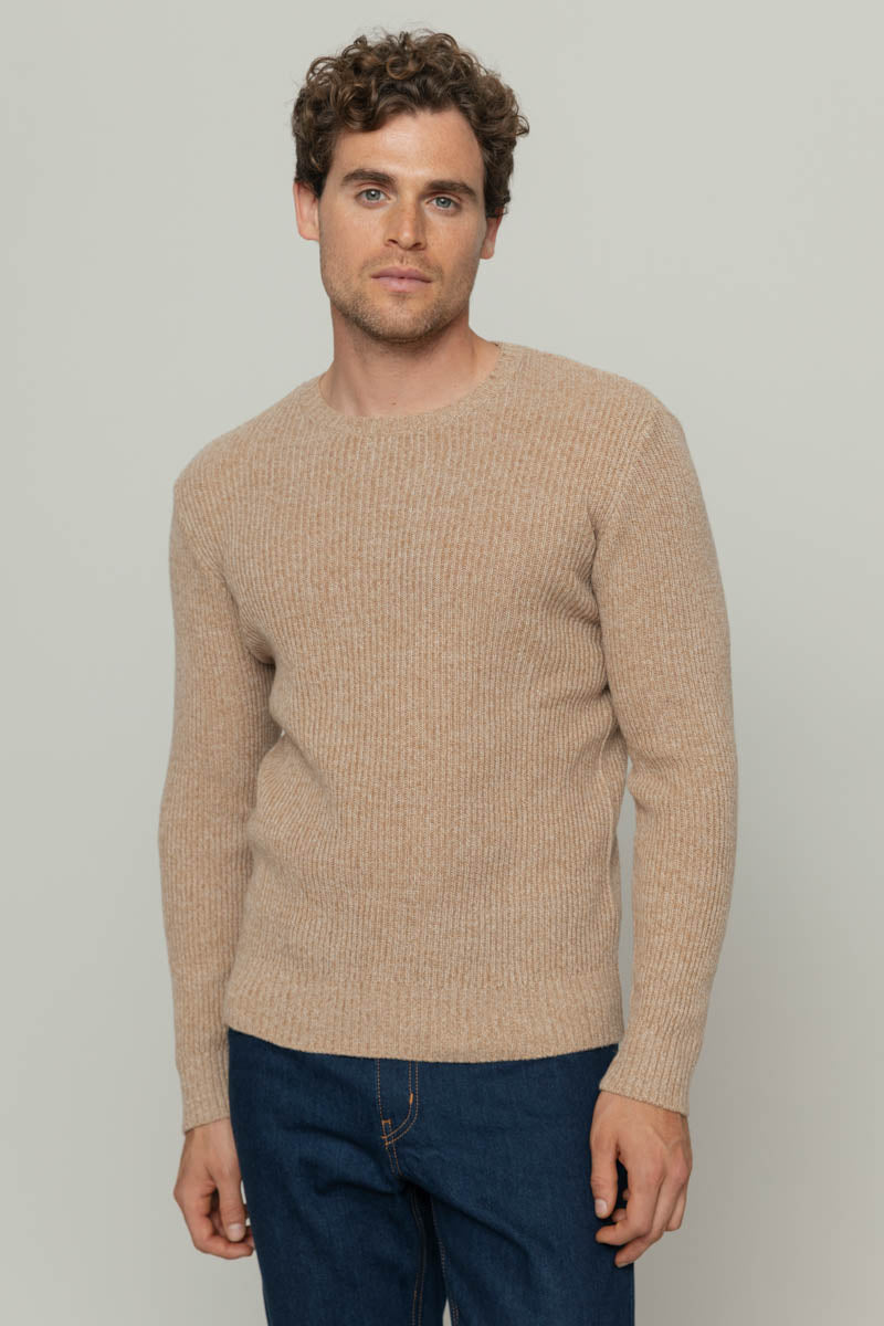 Mouline Beige Camomilla | Maglia Uomo Cashmere Rigenerato Carlo